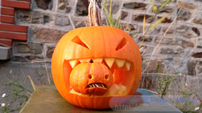 Pumpkin on the letterbox.