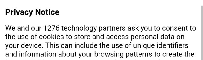 We and our 1276 technology partners want to rape and pillage your privacy...