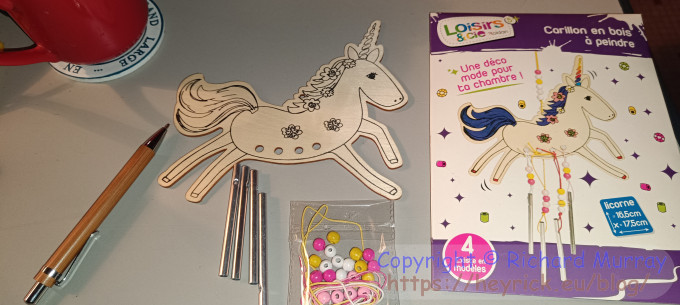 A do-it-yourself unicorn wind chime kit