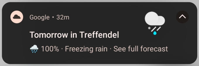 A screenshot of a weather forecast