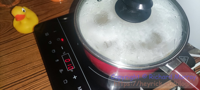 Cooking the linguine.