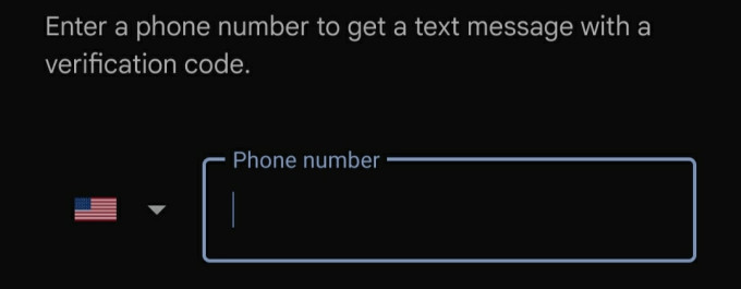 Google asking for my phone number.