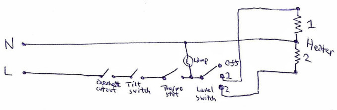 A drawing of the heater schematic.