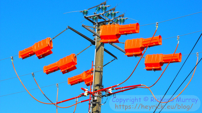 The 20kV power line with the interrupter bypassed.