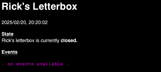 Letterbox status page.