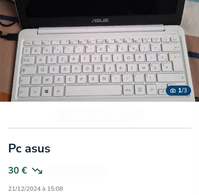 Somebody selling an Asus PC on a website.