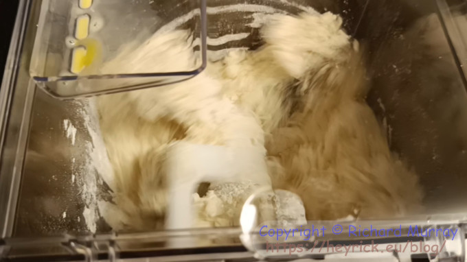 Looking at the dough mixing.