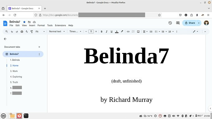 A word processor running in a browser and showing a document.