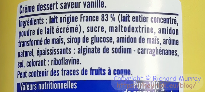 Mont Blanc vanilla desert ingredients