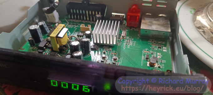 A repaired and working Metronic satellite receiver.