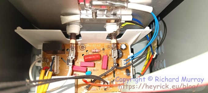 Looking down at the power board.