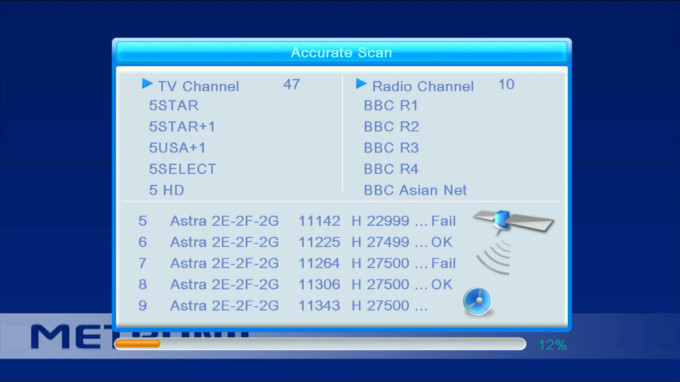 A screenshot of channel scanning in progress.