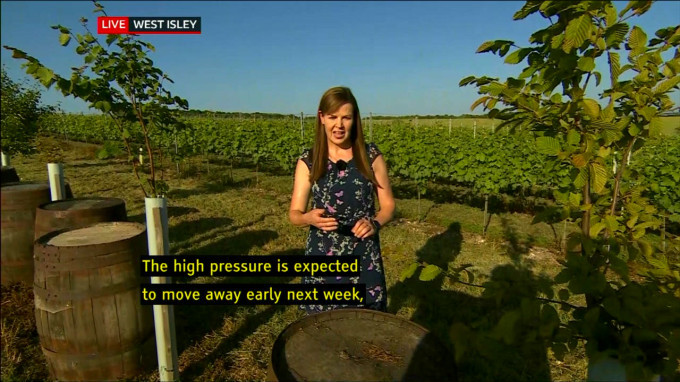 A screenshot of the BBC South Today weather forecast.