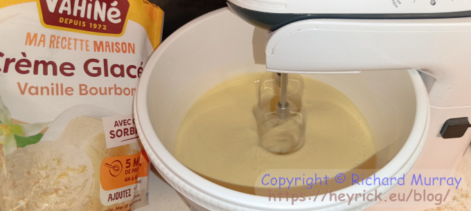 Mixing home made ice cream.