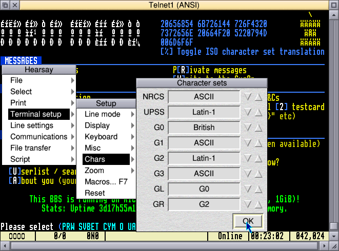 A screenshot of the Hearsay terminal emulator.