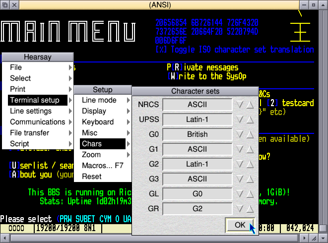 A screenshot of the Hearsay terminal emulator.