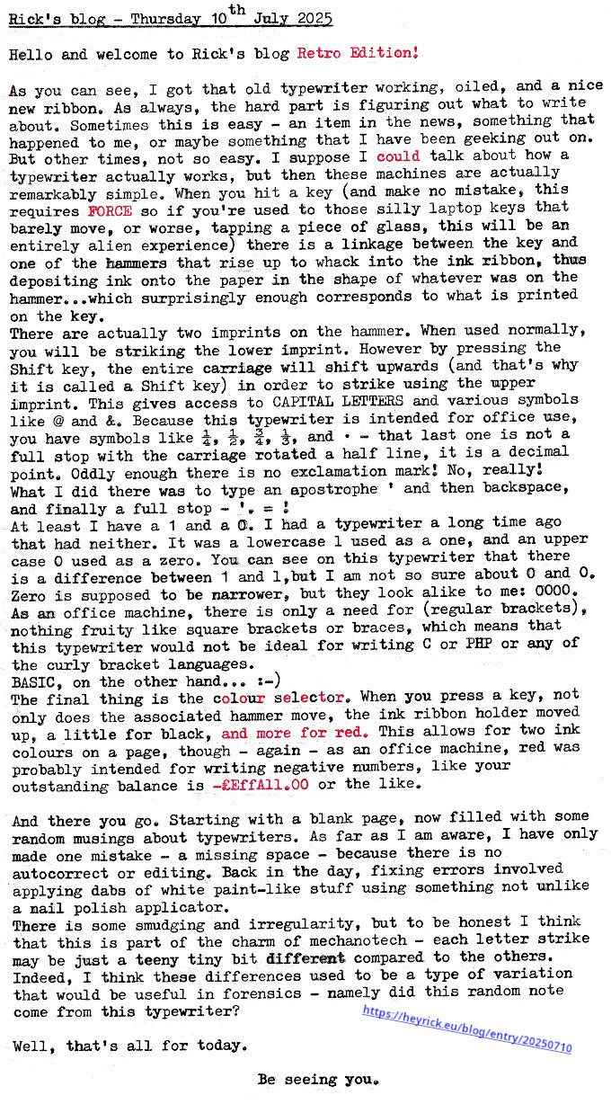 A scan of a page of typewritten text that is today's blog article.