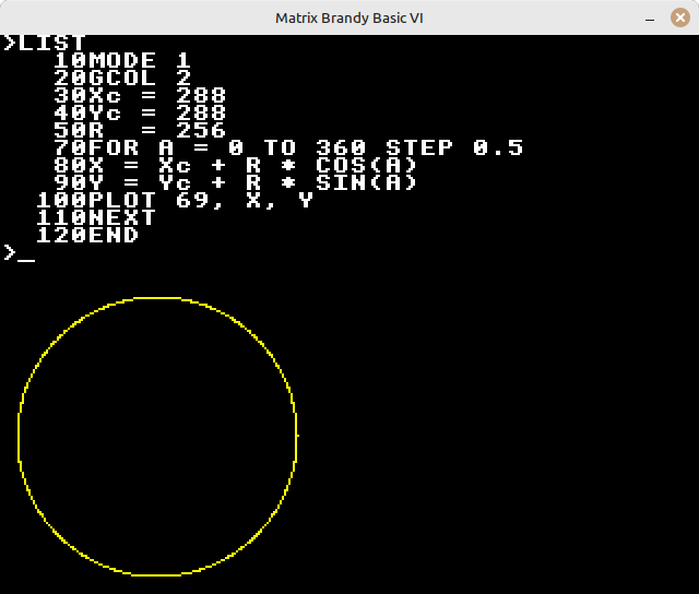 Drawing a circle in BASIC the hard way