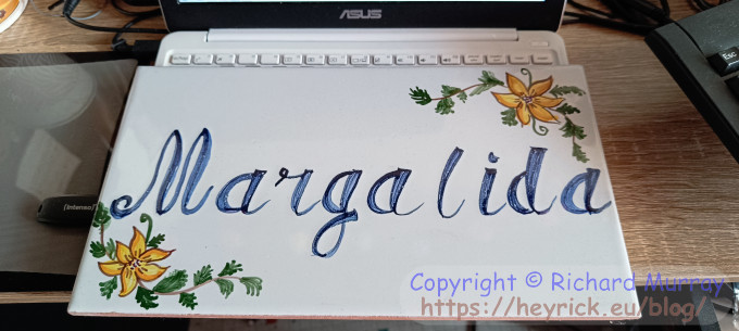A ceramic plaque that says Margalida