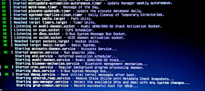A boot log of a failed boot