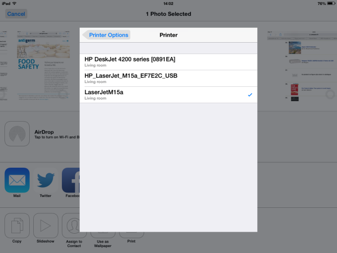 Printing from an old iOS