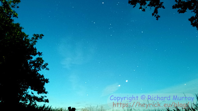 Looking east at the night sky.