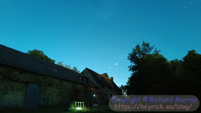 Looking ENE at the night sky.