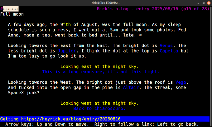 A screenshot of the Lynx text mode browser.