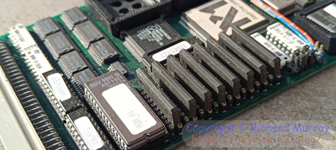 A picture of an EPROM on a circuit board.