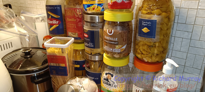 A photo of my pasta jars.