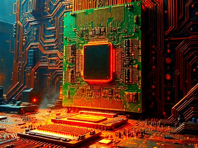 An AI generated picture of a burning hot processor.