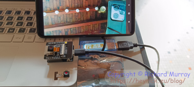 A photo of an ESP32-Cam taking a photo.