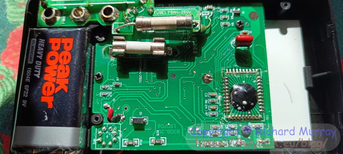 Inside the multimeter.