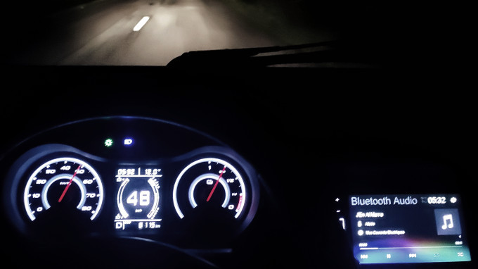 Driving to work at 5.30am.