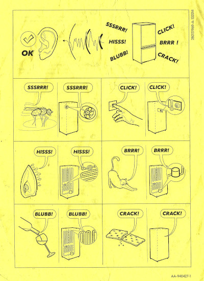 A sheet showing fridge noises are normal.