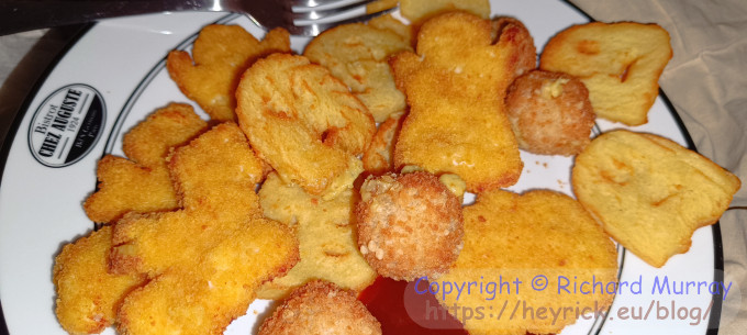 Haunted potato shapes and chicken nuggets
