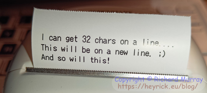 Simple data dump to a thermal printer.