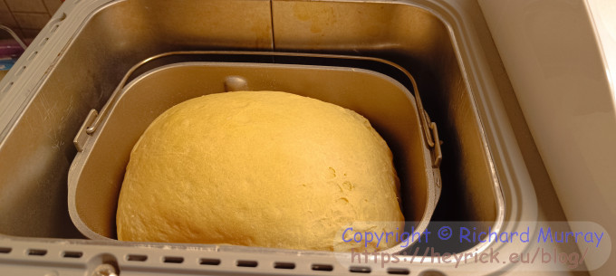 Fresh bread in the bread maker.