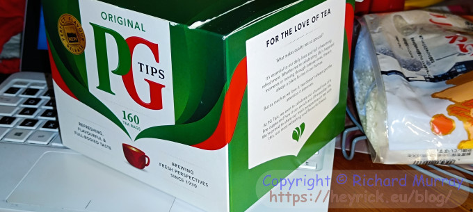 A box of PG Tips tea.