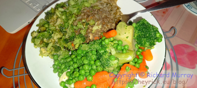 A plate of cooked veg.
