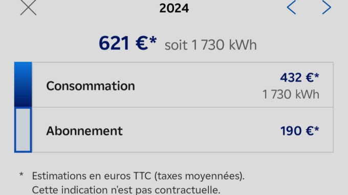 Screenshot of EDF app showing 2024.