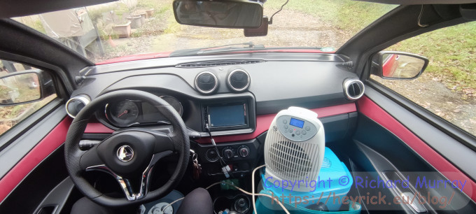 Heating my car before a long journey.