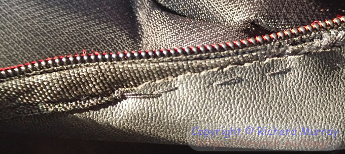 My backpack's zipper, restitched.