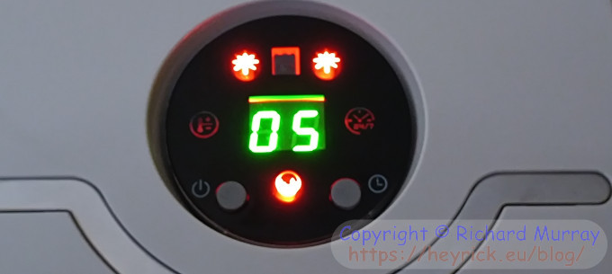 My heater, showing it is 5C in my bedroom.