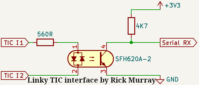 Linky TIC optocoupler schematic.