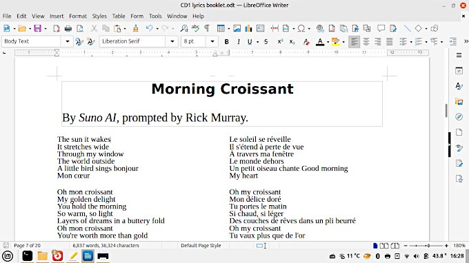 A screenshot of using LibreOffice Writer.