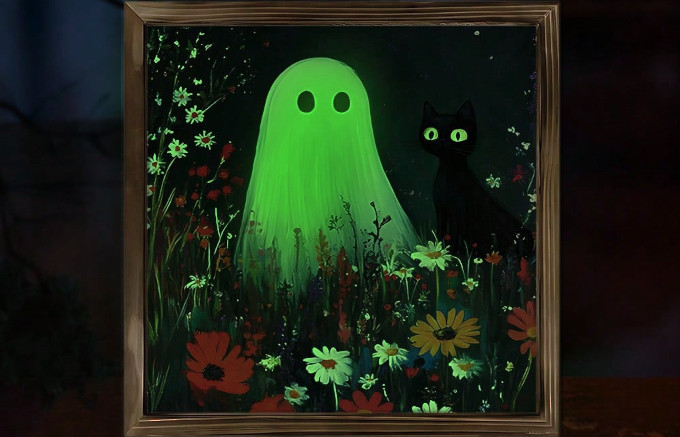 A picture of a ghost that glows.