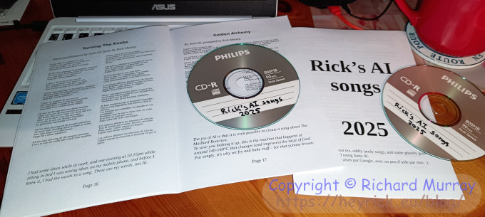 Two copies of my lyrics booklet and CD.