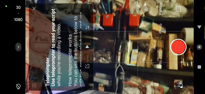 A prompter built into the camera app.