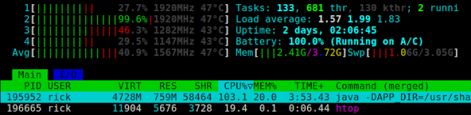 Java hammering a core to do nothing